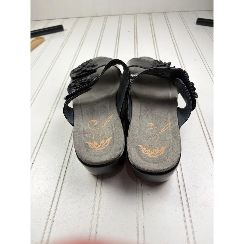 Dansko Donna Black Patent Leather Wedge Slide Sandals Women's EU 40 US 9–9.5